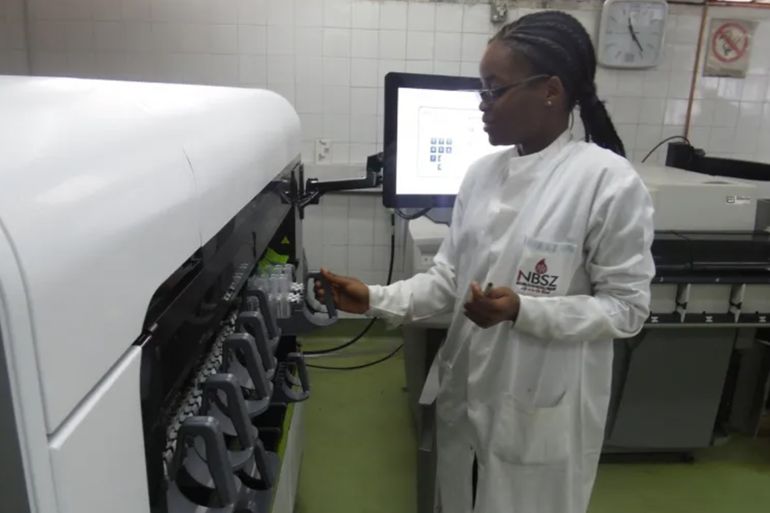 A Woman Works at a National Blood Service Zimbabwe (NBSZ) Lab (Courtse of Nbsz)