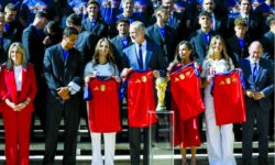 Massive crowds were waiting for them… a royal celebration for the world champions